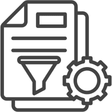Document with filter and gear icon.